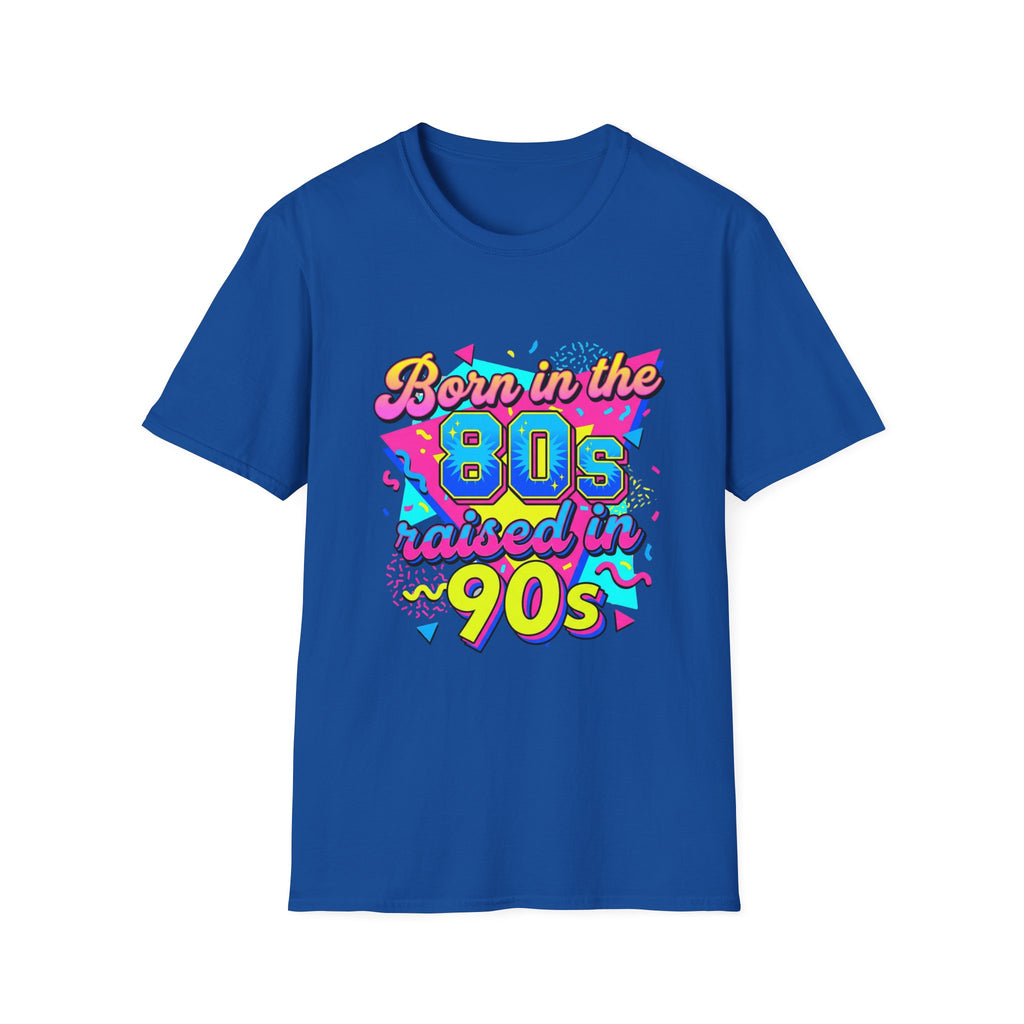 80s Retro Graphic T-Shirt — "Born in the 80s, Raised in the 90s" Vintage Neon Tee