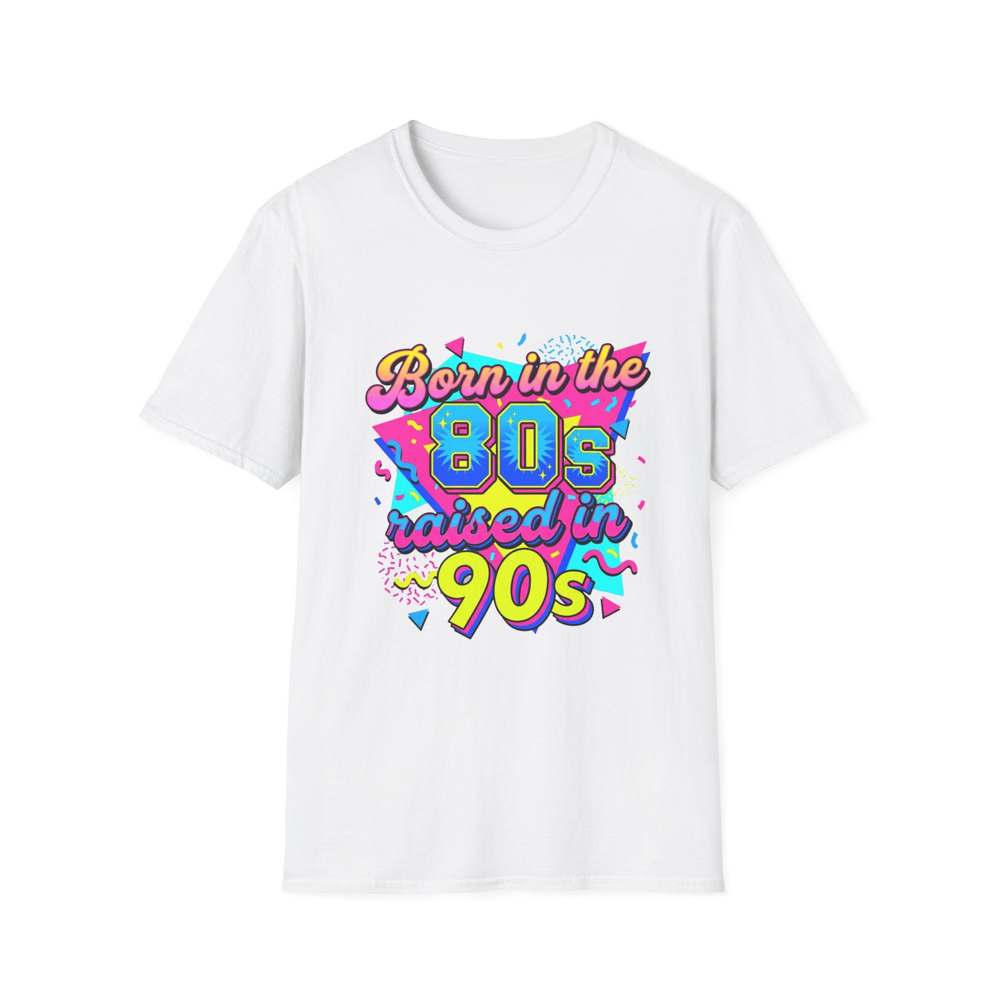 80s Retro Graphic T-Shirt — "Born in the 80s, Raised in the 90s" Vintage Neon Tee