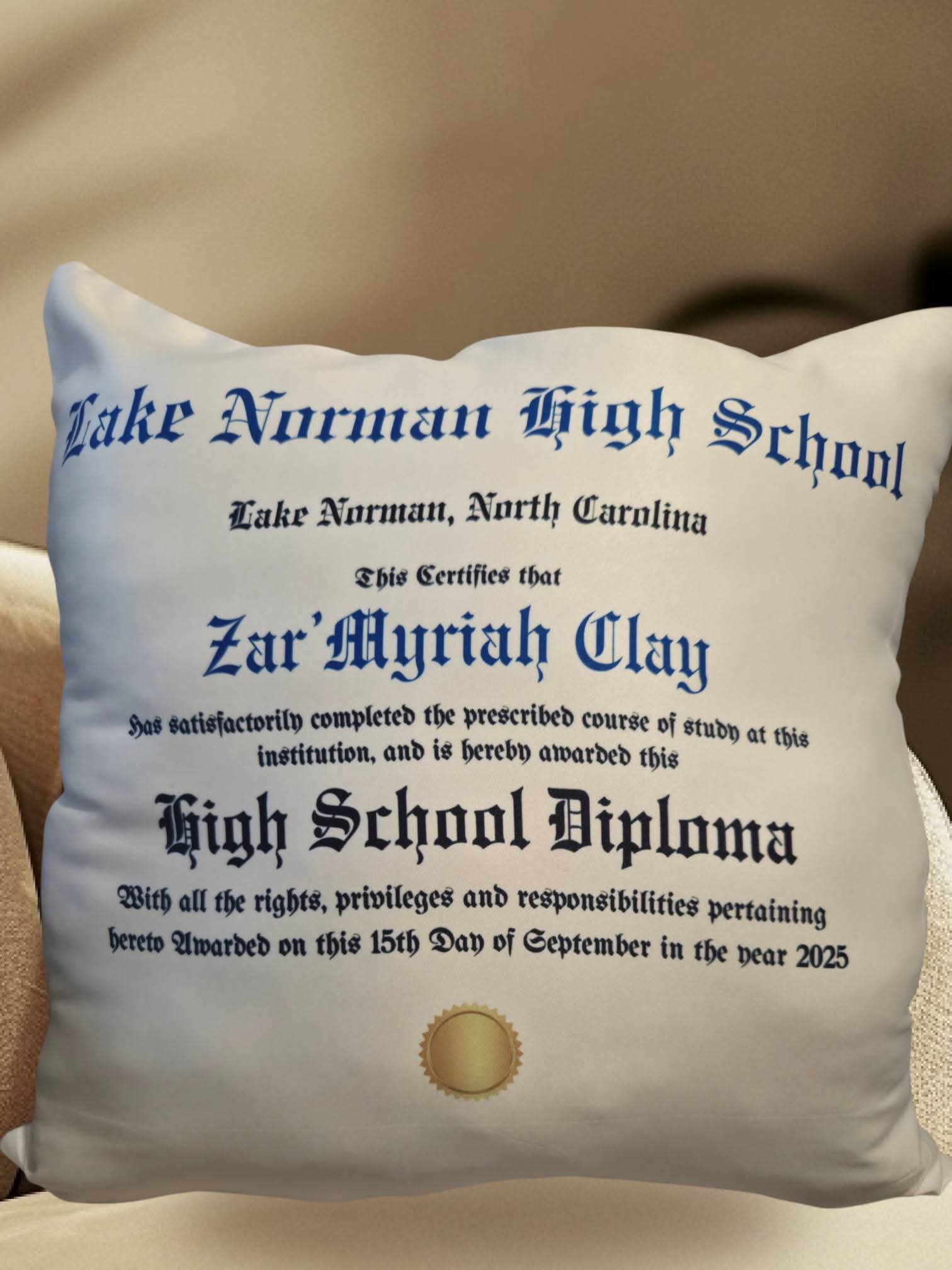 Graduation Pillow Front & Back
